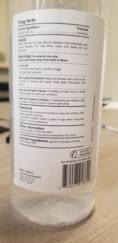 500 mL (Hand Sanitizer 1 Label)